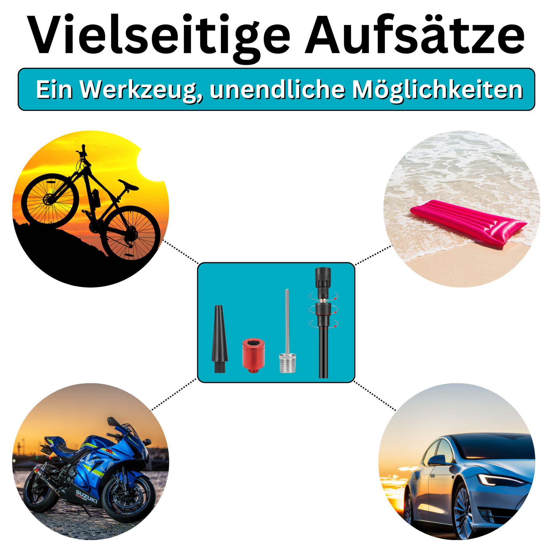 Elektrische Mini Pumpe - mühelos in sekundenschnelle aufpumpen